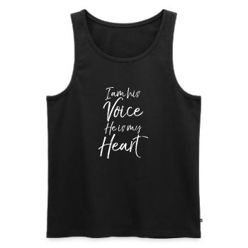 I Am His Voice, He Is My Heart - Men's Premium Organic Tank Top - black - Front - AI Model Male 178 light (178cm)