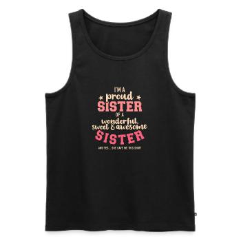 Stolzes Schwester-Grafik-T-Shirt - Männer Premium Bio Tank Top - Schwarz - Vorne - Michal (187cm)