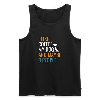 Coffee Dog et peut-être 3 personnes - Débardeur bio Premium Homme - noir - Devant - Michal (187cm)
