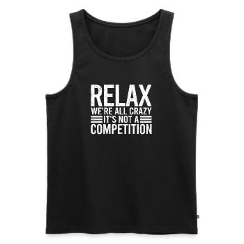 Relax Quote Typography - Men's Premium Organic Tank Top - black - Front - AI Model Male 178 light (178cm)