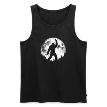 Bigfoot Rock sur le signe Sasquatch Yéti Lune - Débardeur bio Premium Homme - noir - Devant - AI Model Male 178 light (178cm)