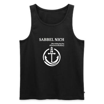Norddeutscher Humor Spruch lustig SABBEL NICH - Männer Premium Bio Tank Top - Schwarz - Vorne - Michal (187cm)