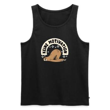 Lustiges Faultier T-Shirt – Keine Motivation  - Männer Premium Bio Tank Top - Schwarz - Vorne - Michal (187cm)