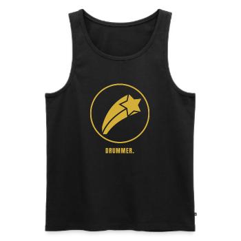 Minimalist Legendary T-Shirt Gold - Gift for Drumm - Männer Premium Bio Tank Top - Schwarz - Vorne - AI Model Male 178 light (178cm)