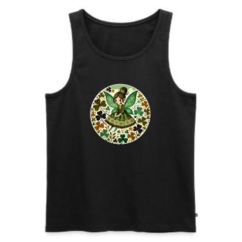 Jardin du trèfle des fées émeraude - Débardeur bio Premium Homme - noir - Devant - Michal (187cm)