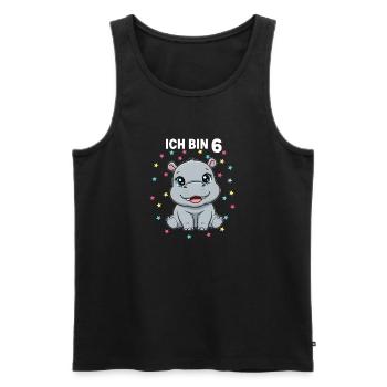 Ich bin 6 - Süßes Nilpferd zum 6. Geburtstag - Männer Premium Bio Tank Top - Schwarz - Vorne - Michal (187cm)