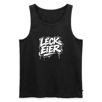 Leck Eier – Frecher Streetstyle Print - Männer Premium Bio Tank Top - Schwarz - Vorne - AI Model Male 178 light (178cm)