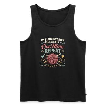 Un autre rapport | Humour tricotant - Débardeur bio Premium Homme - noir - Devant - AI Model Male 178 light (178cm)
