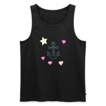 Pastel Anchor Doodle with Hearts and Star - Men's Premium Organic Tank Top - black - Front - AI Model Male 178 light (178cm)
