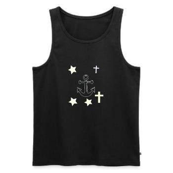 Anker, Sterne und Kreuze - Männer Premium Bio Tank Top - Schwarz - Vorne - AI Model Male 178 light (178cm)
