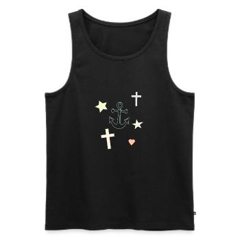 Motif d’étoile d’étoile de rêve en ancre - Débardeur bio Premium Homme - noir - Devant - AI Model Male 178 light (178cm)