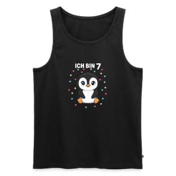 Ich bin 7 - Süßes Pinguin zum 7. Geburtstag - Männer Premium Bio Tank Top - Schwarz - Vorne - Michal (187cm)