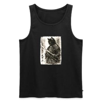 Samurai Cat Japanese Warrior Ukiyoe Anime - Men's Premium Organic Tank Top - black - Front - AI Model Male 178 light (178cm)