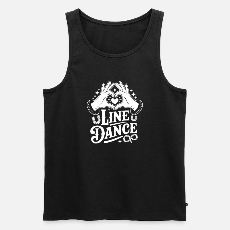 Line Dance Herz-Hand Logo - Männer Premium Bio Tank Top - Schwarz