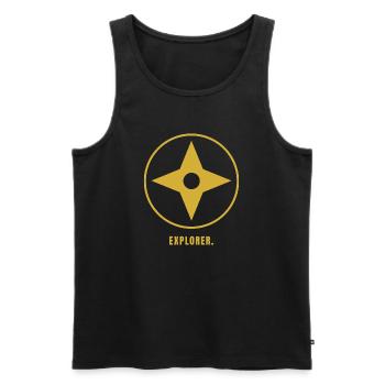 Minimalist Explorer Gold Design - Männer Premium Bio Tank Top - Schwarz - Vorne - AI Model Male 178 light (178cm)