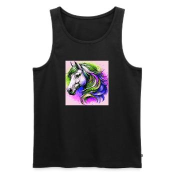 horse - Men's Premium Organic Tank Top - black - Front - AI Model Male 178 light (178cm)