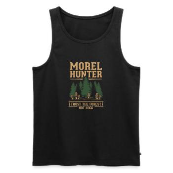 Chasseurs de morilles, champignons morilles sauvages sur - Débardeur bio Premium Homme - noir - Devant - Michal (187cm)
