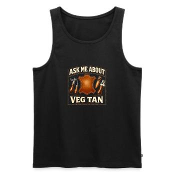 Frag mich nach Veg Tan | Lederhandwerk - Männer Premium Bio Tank Top - Schwarz - Vorne - AI Model Male 178 light (178cm)