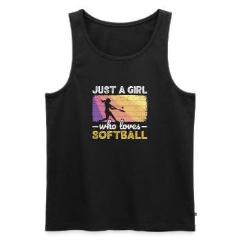 Juste une fille qui adore les adolescentes joueuses de softball - Débardeur bio Premium Homme - noir - Devant - Michal (187cm)