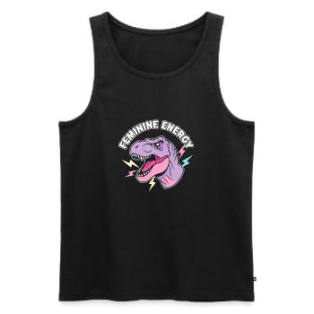 Énergie féminine NeonDino - Débardeur bio Premium Homme - noir - Devant - AI Model Male 178 light (178cm)