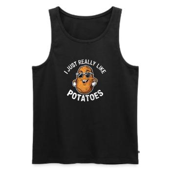 I Just Really Like Potatoes Funny - Men's Premium Organic Tank Top - black - Front - AI Model Male 178 light (178cm)