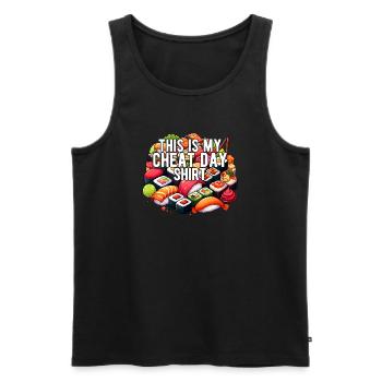 Cheat Day Sushi GYM Body Building Nutrition Funny - Men's Premium Organic Tank Top - black - Front - AI Model Male 178 light (178cm)