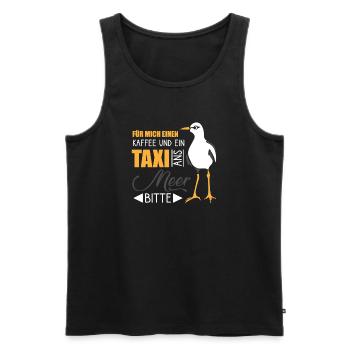 für mich einen kaffee und ein taxi ans meer bitte - Männer Premium Bio Tank Top - Schwarz - Vorne - AI Model Male 178 light (178cm)