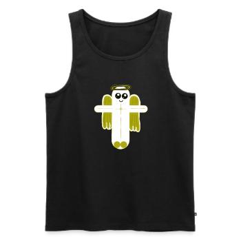 Cross Crucifix Angel Protector - Men's Premium Organic Tank Top - black - Front - AI Model Male 178 light (178cm)