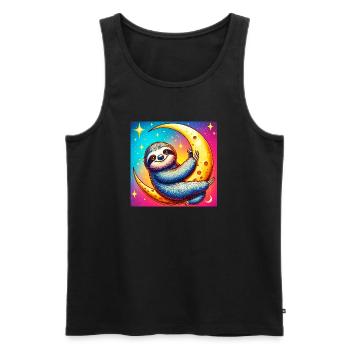 Sloth sleeps on the Moon - Men's Premium Organic Tank Top - black - Front - Michal (187cm)