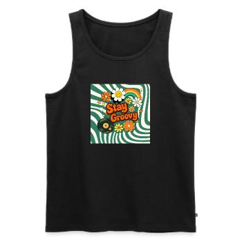 Retro Floral Style - Men's Premium Organic Tank Top - black - Front - AI Model Male 178 light (178cm)