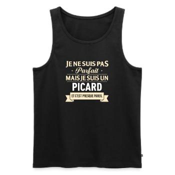 Je Ne Suis Pas Parfait Mais Je Suis Un Picard E... - Débardeur bio Premium Homme - noir - Devant - Michal (187cm)