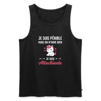 Pénible mais attachiante Licorne - Débardeur bio Premium Homme - noir - Devant - AI Model Male 178 light (178cm)