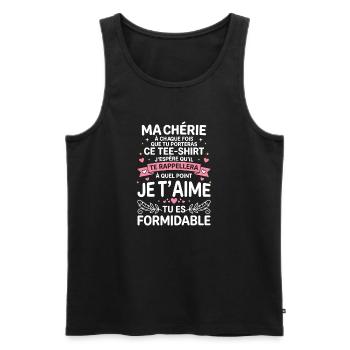 Message d'amour sur Tee shirt - Débardeur bio Premium Homme - noir - Devant - Michal (187cm)