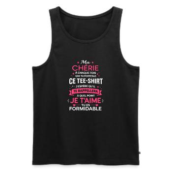 Chérie ce tee-shirt rappelle mon amour - Débardeur bio Premium Homme - noir - Devant - Michal (187cm)