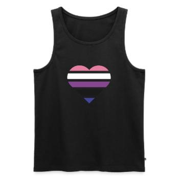 Pride Flag Heart · Genderfluid - Männer Premium Bio Tank Top - Schwarz - Vorne - AI Model Male 178 light (178cm)