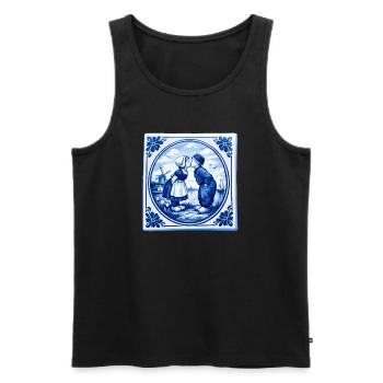 Delft Love Kiss in Blue - Débardeur bio Premium Homme - noir - Devant - Michal (187cm)