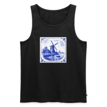 Moulin à vent de Delft au bord du lac - Débardeur bio Premium Homme - noir - Devant - Michal (187cm)