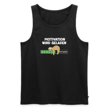 Motivation wird geladen Faultier Faultiermotiv - Männer Premium Bio Tank Top - Schwarz - Vorne - Michal (187cm)