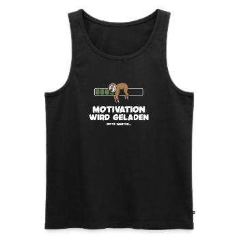 Motivation wird geladen Faultier Faultiermotiv - Männer Premium Bio Tank Top - Schwarz - Vorne - Michal (187cm)