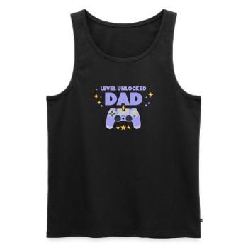 Niveau débloqué : Papa - Débardeur bio Premium Homme - noir - Devant - Michal (187cm)