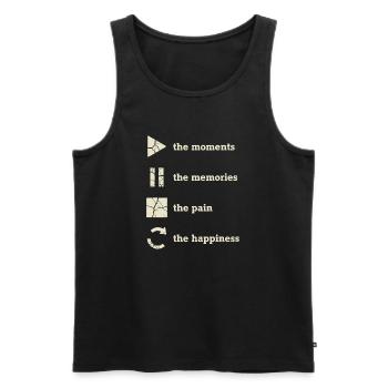 Pleine conscience, moments, souvenirs, bonheur - Débardeur bio Premium Homme - noir - Devant - Michal (187cm)