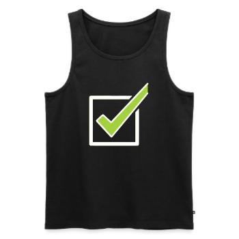 Liste de contrôle : Résumé de cases à cocher - Débardeur bio Premium Homme - noir - Devant - Michal (187cm)