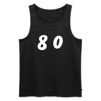 80. 80 YEARS. 80th ANNIVERSARY. 80 YEARS ANNIVERSARY. - Men's Premium Organic Tank Top - black - Front - AI Model Male 178 light (178cm)