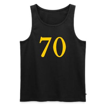 70. 70 YEARS. 70th ANNIVERSARY. 70 YEARS ANNIVERSARY. - Men's Premium Organic Tank Top - black - Front - Michal (187cm)