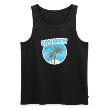 Kanaren Palmenstrand Logo - Männer Premium Bio Tank Top - Schwarz - Vorne - AI Model Male 178 light (178cm)