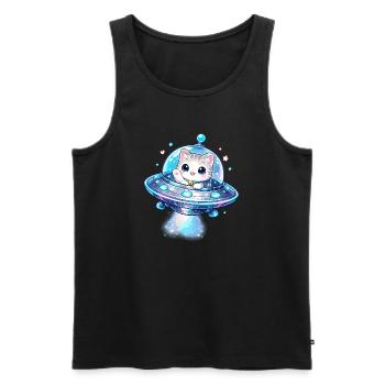 Kawaii Katzen UFO Weltraumfreund - Männer Premium Bio Tank Top - Schwarz - Vorne - Michal (187cm)