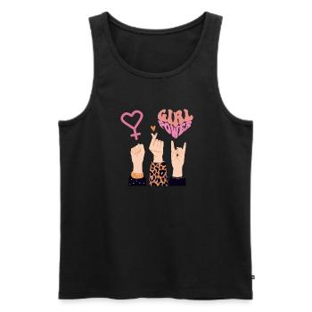 GIRL POWER, SŒURS, AMOUR & ROCK ON ! 💪❤️♀️ - Débardeur bio Premium Homme - noir - Devant - Michal (187cm)