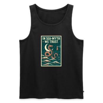Faire confiance au mythe de la mer | Mythe du serpent de mer - Débardeur bio Premium Homme - noir - Devant - AI Model Male 178 light (178cm)