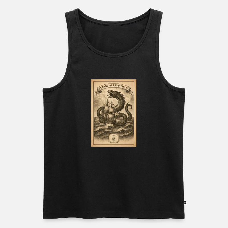 Warnung vor Leviathanen | Nautik Seemonster - Männer Premium Bio Tank Top - Schwarz