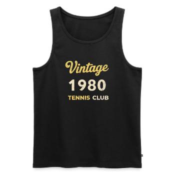 Vintage 1980's Tennis Club Retro Birthday Gift - Men's Premium Organic Tank Top - black - Front - AI Model Male 178 light (178cm)